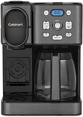 Cuisinart 12-Cup Coffee Maker, Single-Serve Brewer Glass Carafe, Automatic Hot & Iced Coffee Machine, Brew Strength Control and Brew Pause, SS-16BKS, Black Stainless Steel